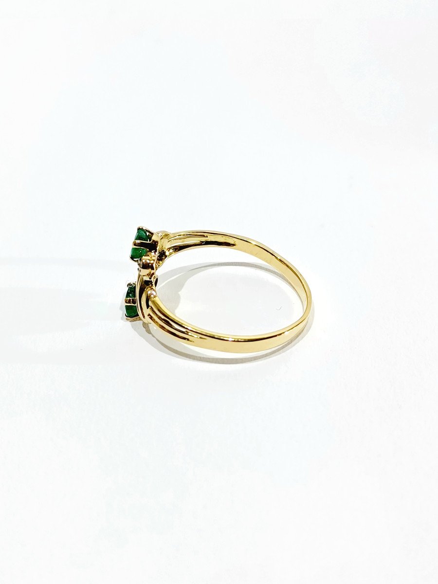 Bague Or Toi Et Moi En Diamants Et émeraudes-photo-1