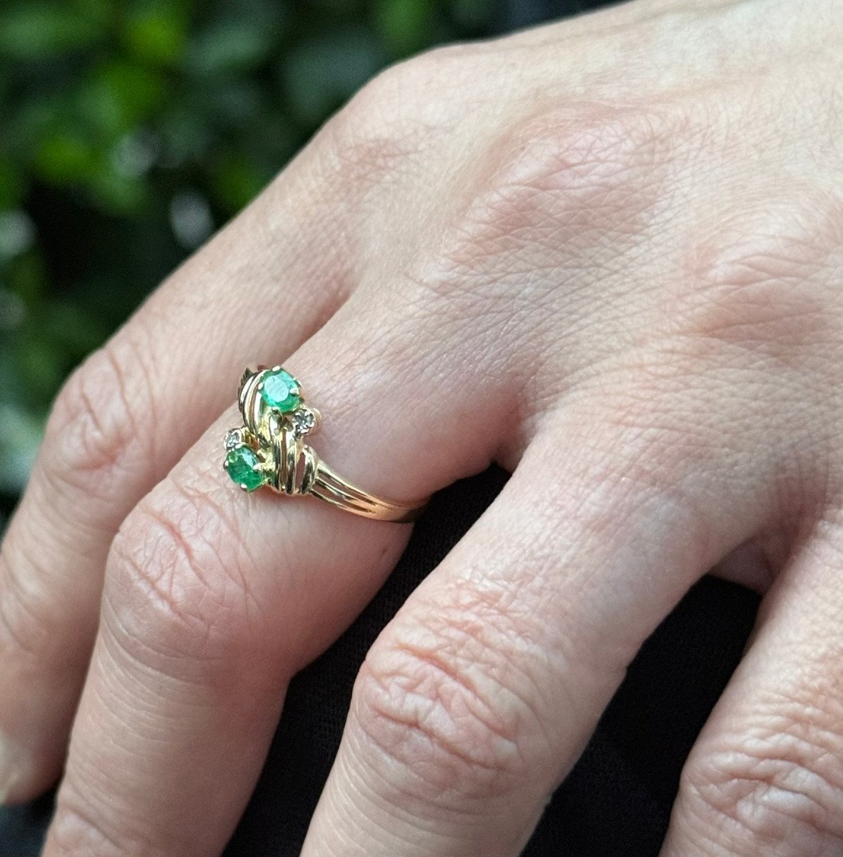 Bague Or Toi Et Moi En Diamants Et émeraudes-photo-7