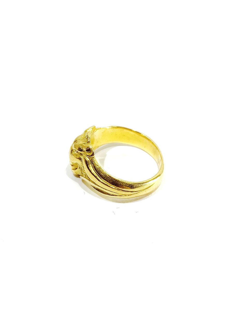 Bague Tête De Lion En Or	-photo-2
