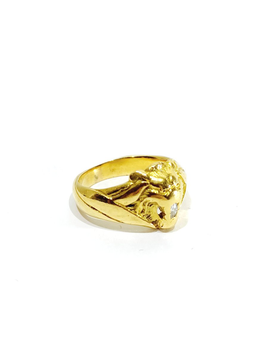 Bague Tête De Lion En Or	-photo-5