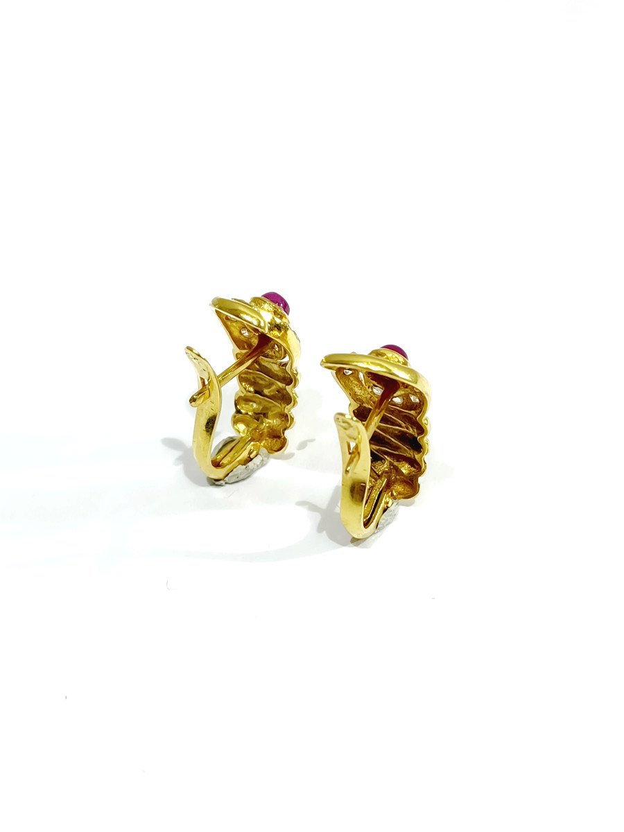 Pair Of Gold, Ruby And Diamond Earrings   -photo-3