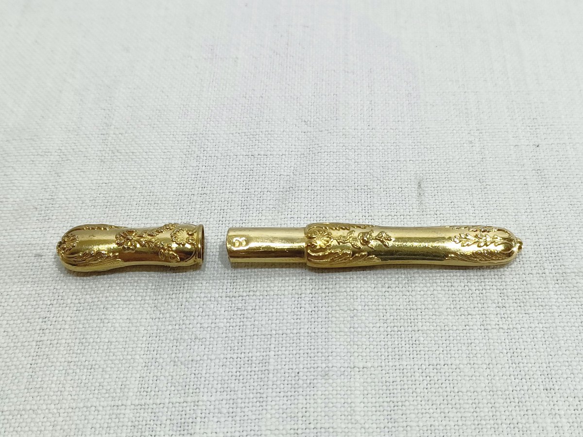 Nécessaire De Couture En Or Et Coffret En Ivoire-photo-2