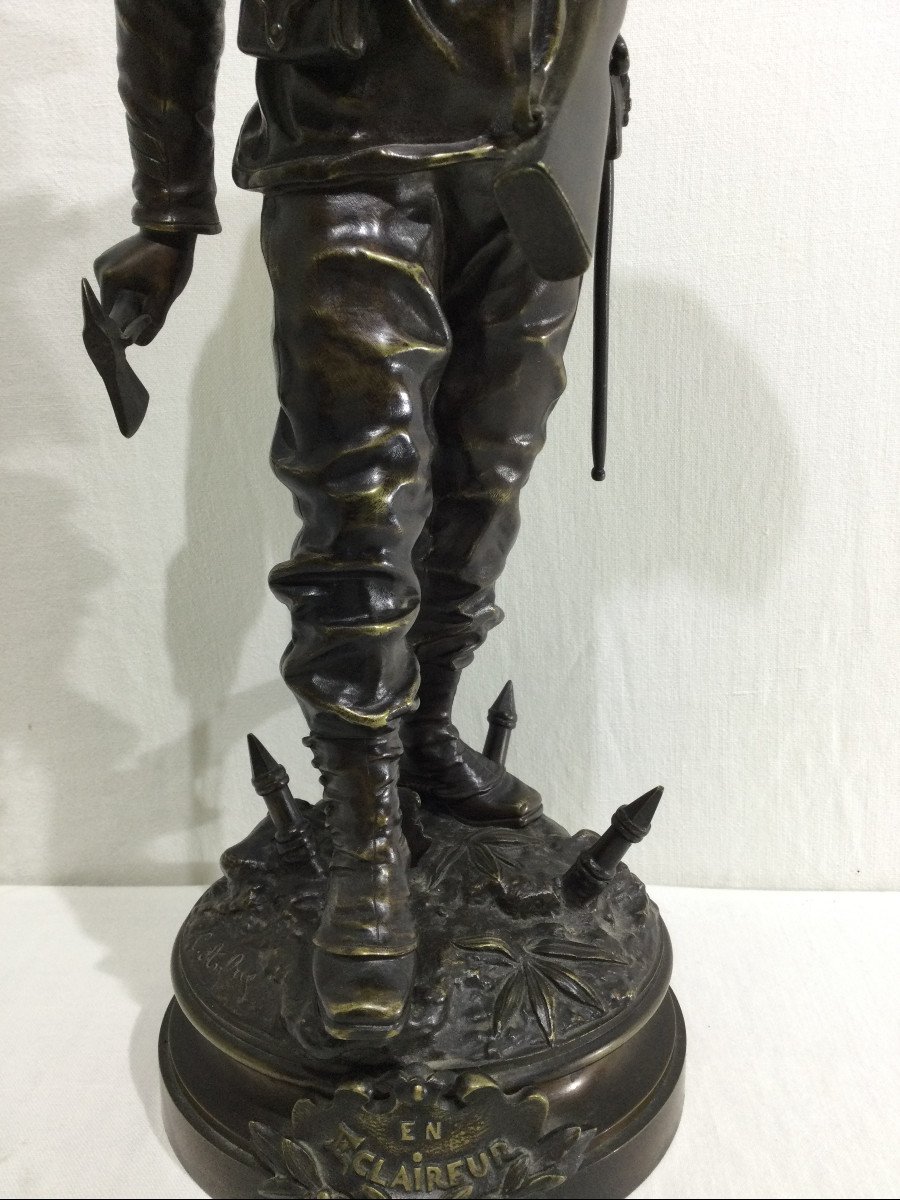 Charles Anfrie - Bronze Sculpture Marine Rifleman "as A Scout"-photo-1