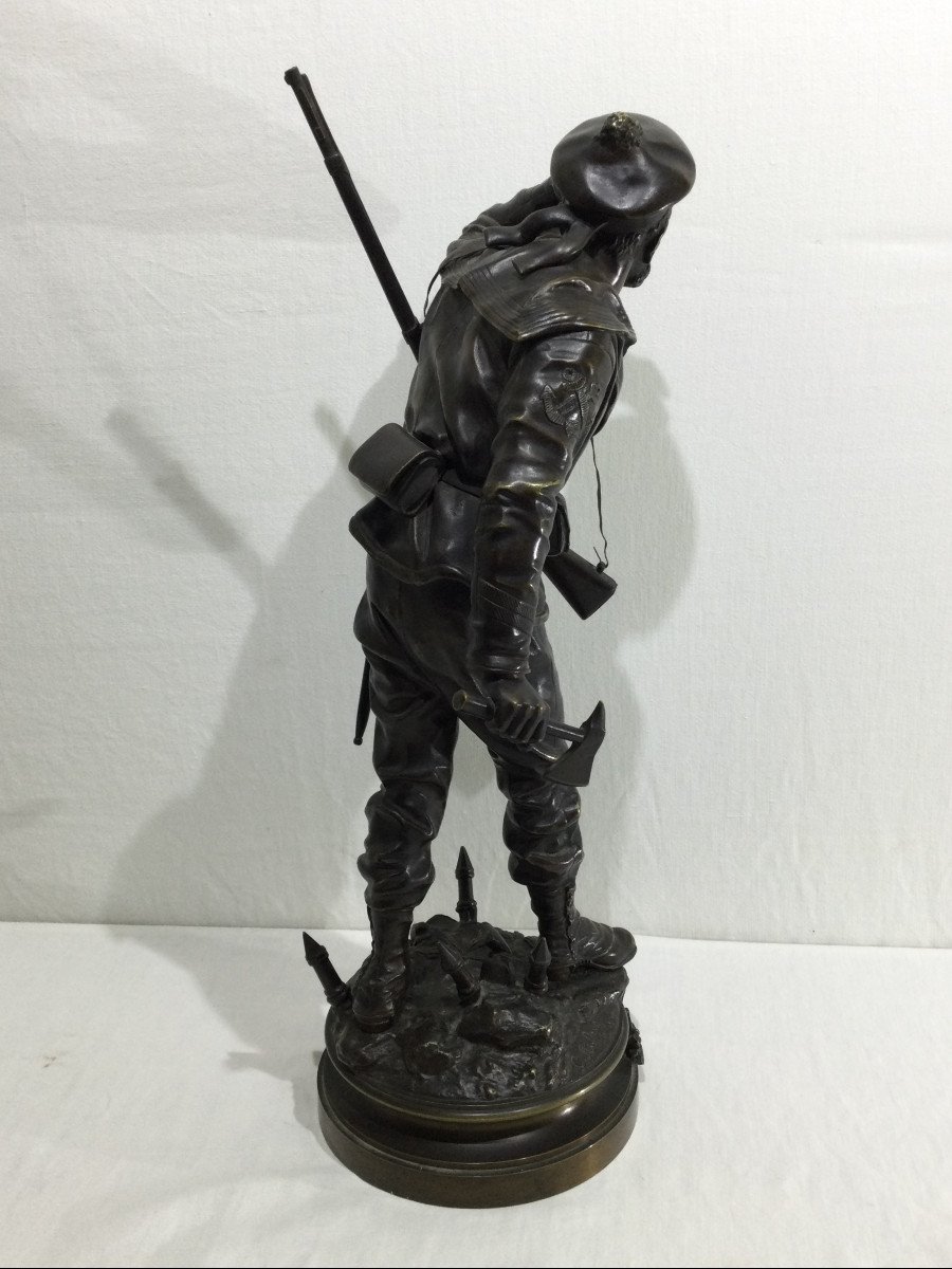 Charles Anfrie - Bronze Sculpture Marine Rifleman "as A Scout"-photo-4