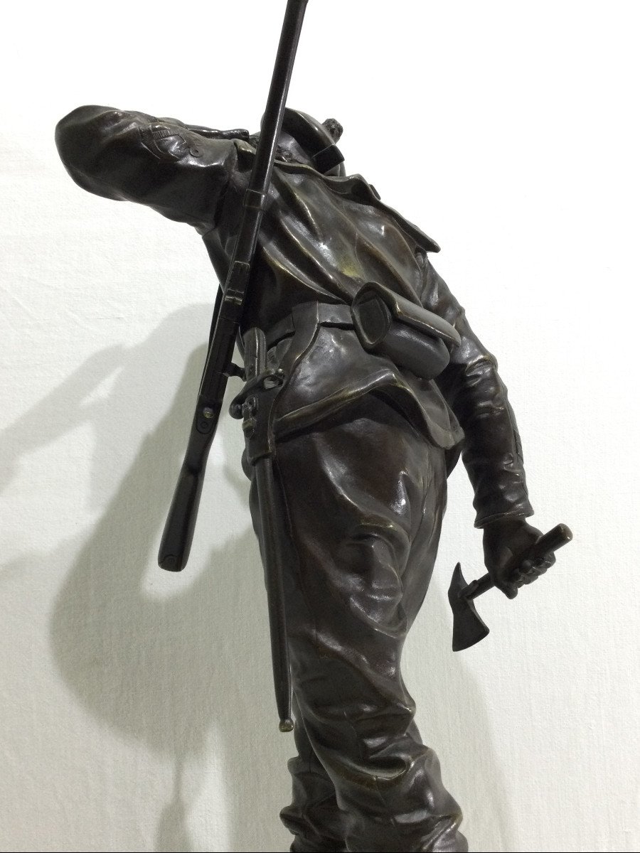 Charles Anfrie - Bronze Sculpture Marine Rifleman "as A Scout"-photo-6