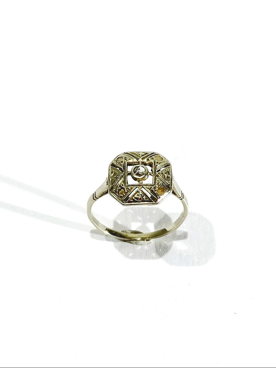 Bague Art Déco Or Blanc Et Diamant -photo-2