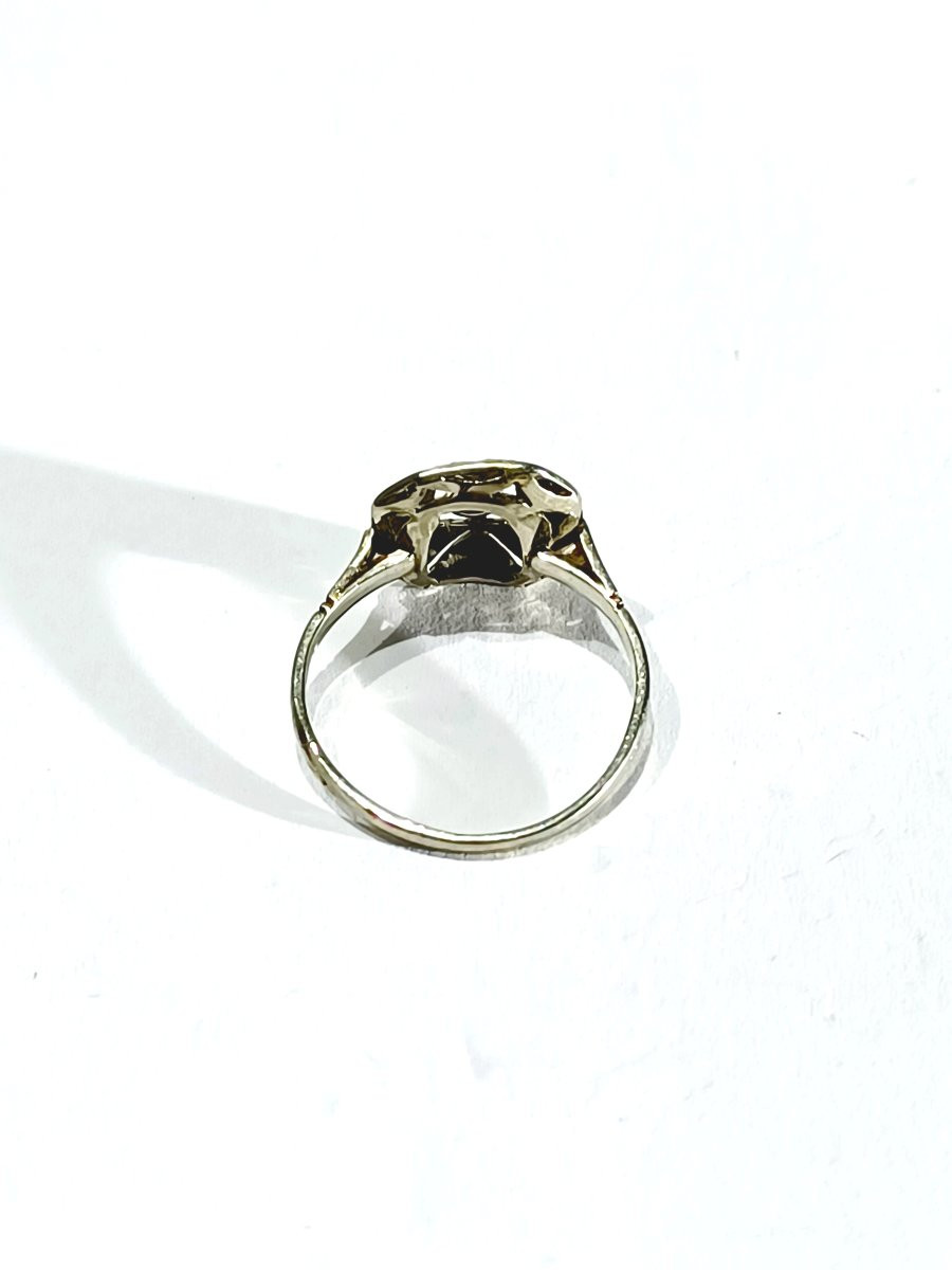 Bague Art Déco Or Blanc Et Diamant -photo-4