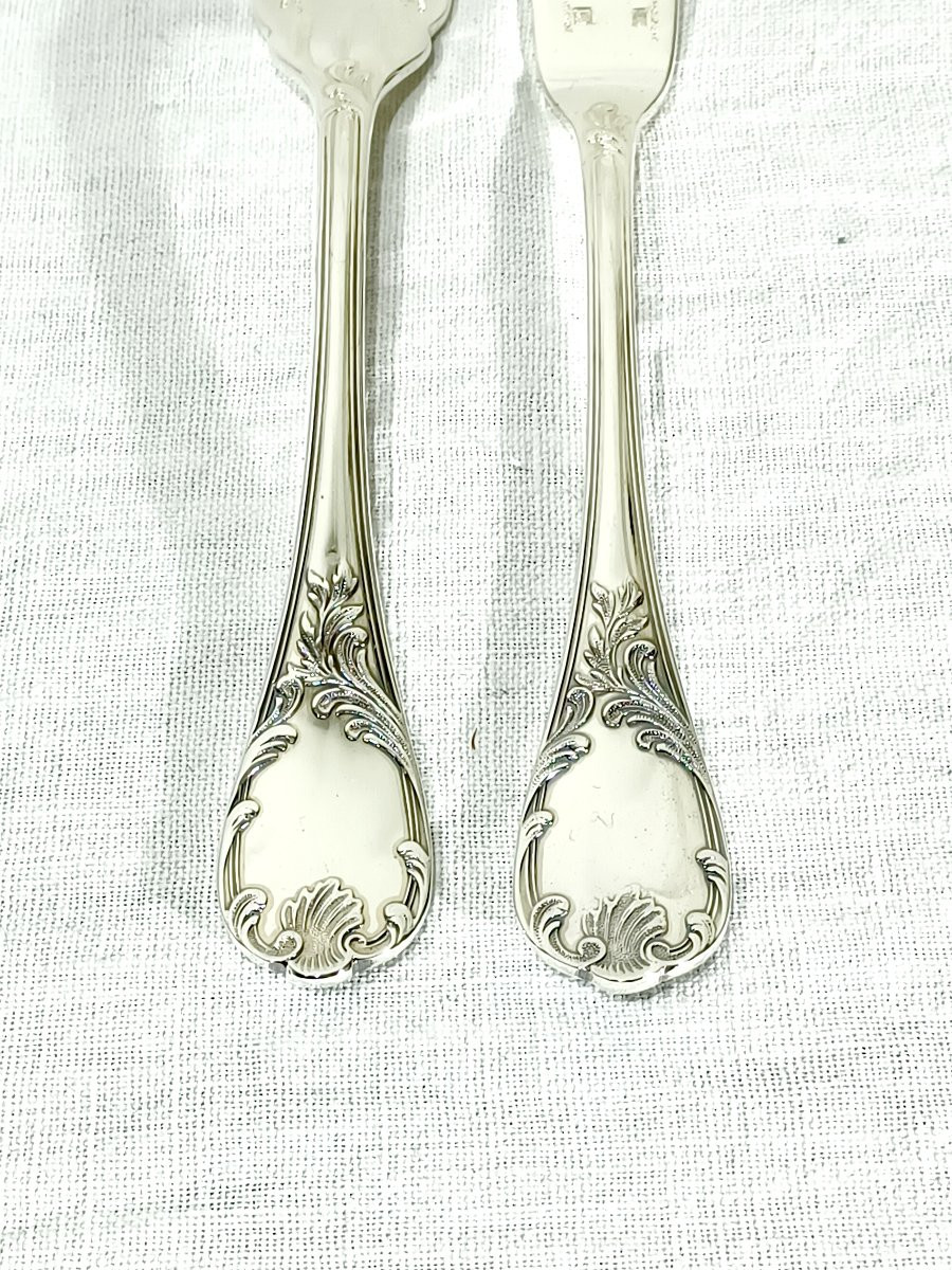 Christofle – 12 Silver-plated Fish Cutlery Sets, Marly Model-photo-2