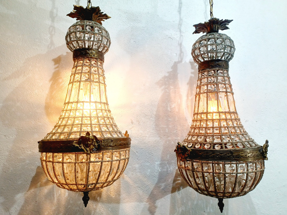Pair Of 1-light Hot Air Balloon Chandeliers 