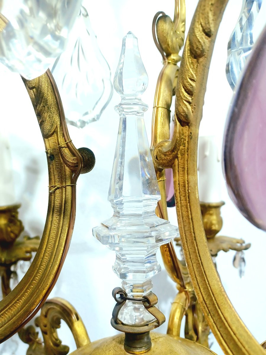 6-light Bronze And Crystal Chandelier -photo-8