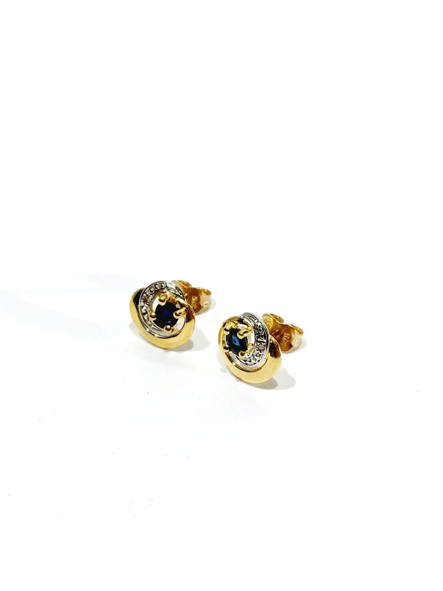 Paire de Boucle d'oreille Or et saphir-photo-2