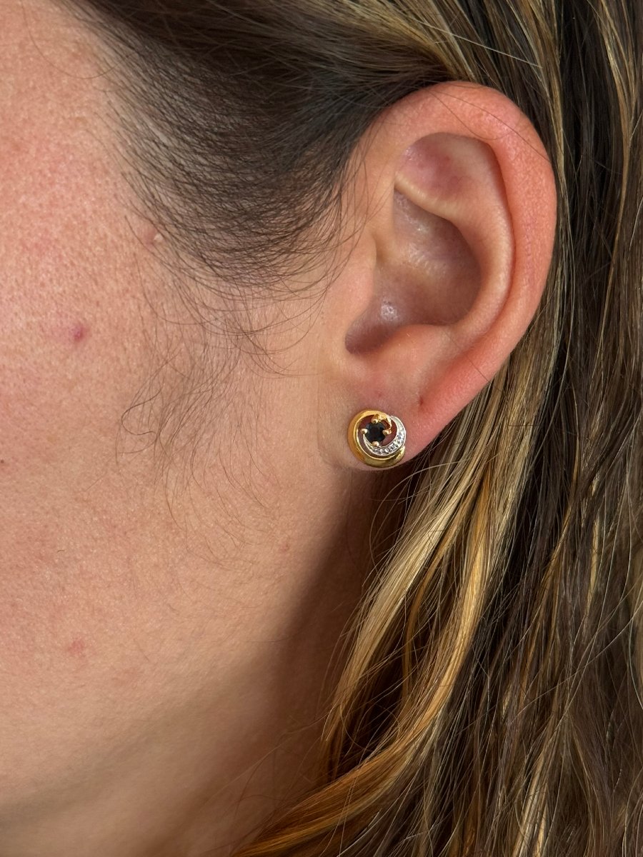 Paire de Boucle d'oreille Or et saphir-photo-7