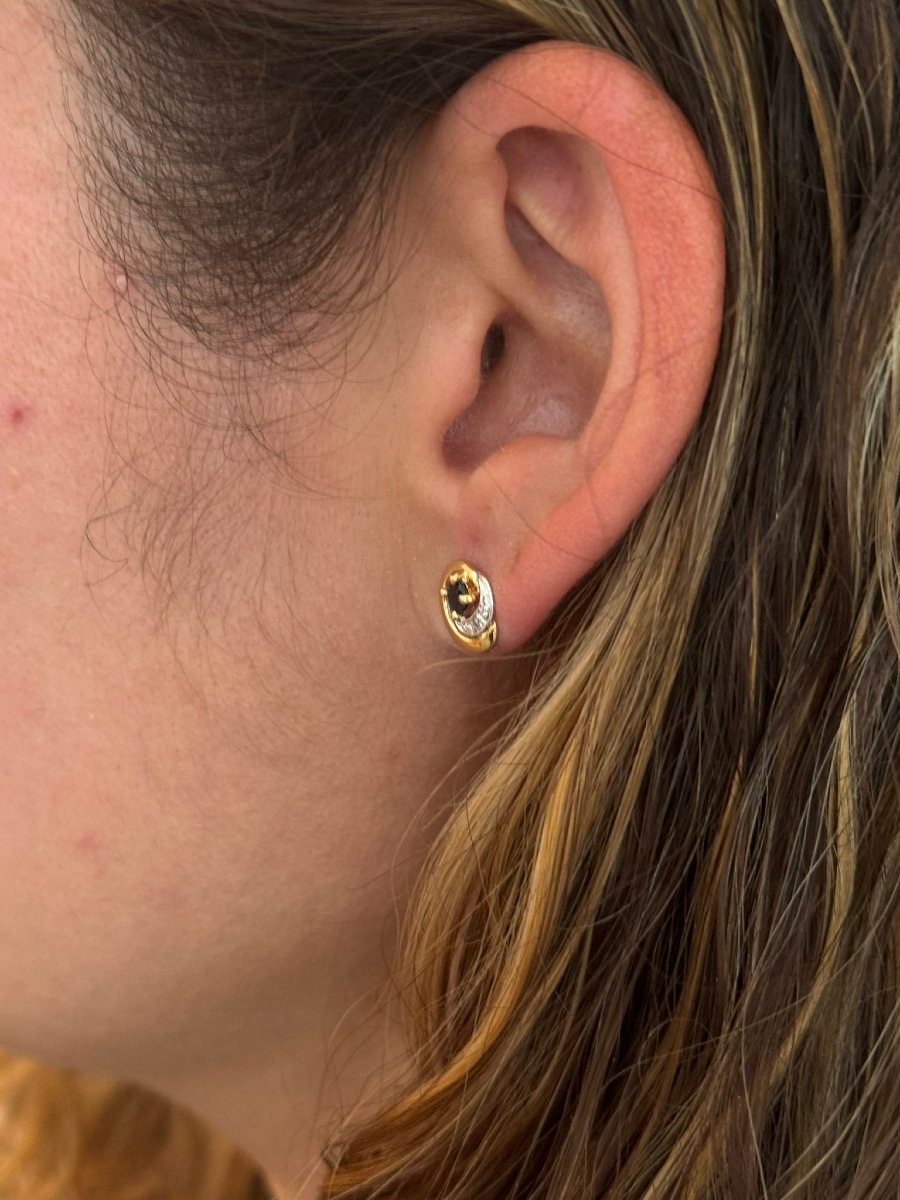 Paire de Boucle d'oreille Or et saphir-photo-8