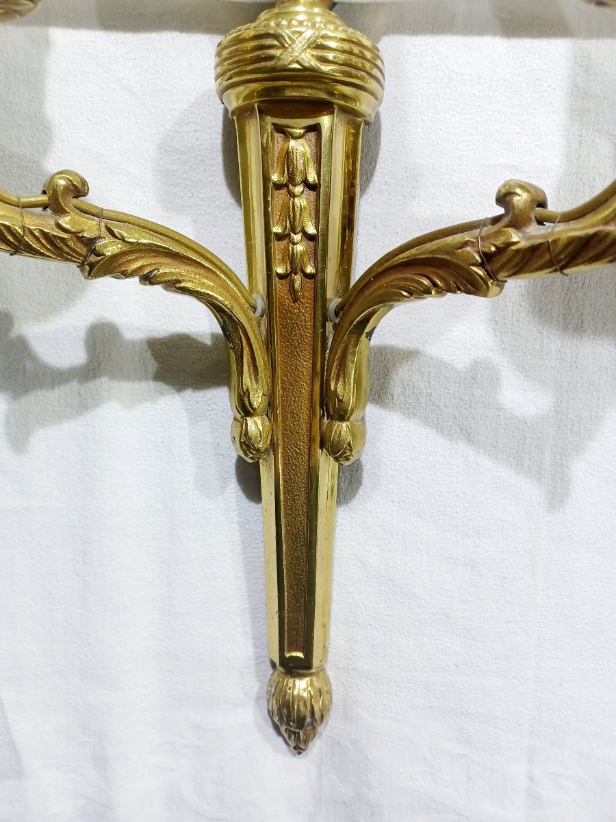 Pair Of Bronze St Louis XVI Wall Lights-photo-3