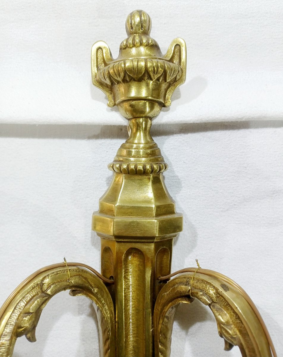 Paire d’applique en bronze 2 lumières -photo-2