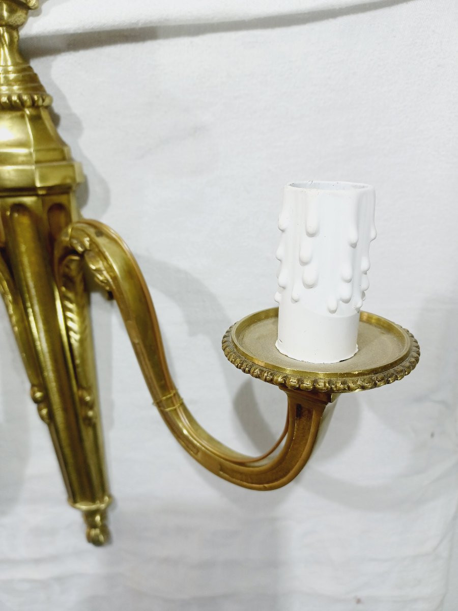 Paire d’applique en bronze 2 lumières -photo-4