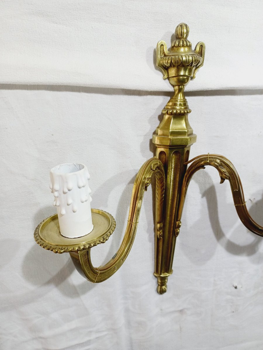 Paire d’applique en bronze 2 lumières -photo-5