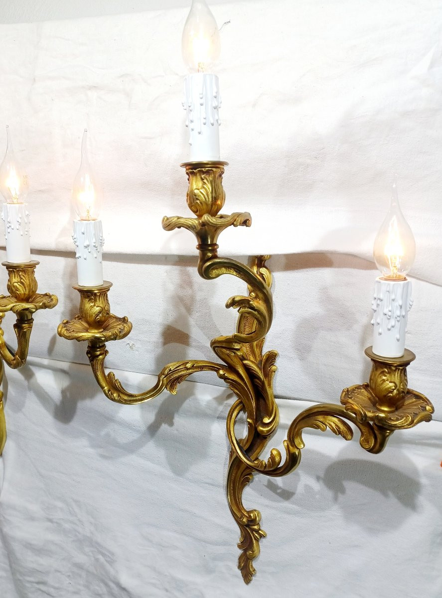 Paire d’applique 3 lumières style Louis XV-photo-2