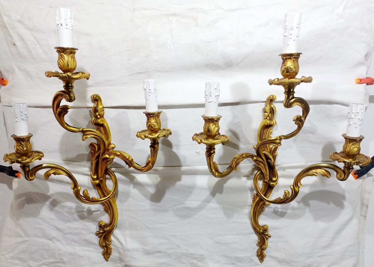 Paire d’applique 3 lumières style Louis XV-photo-3