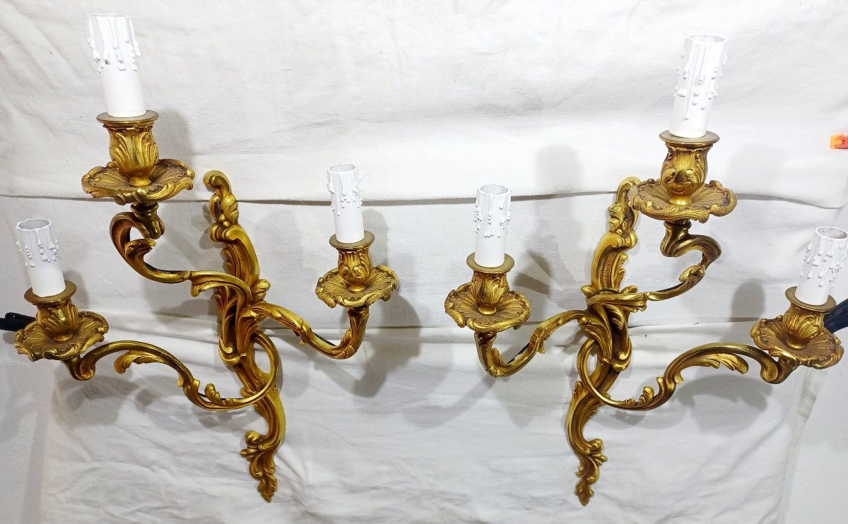 Paire d’applique 3 lumières style Louis XV-photo-4