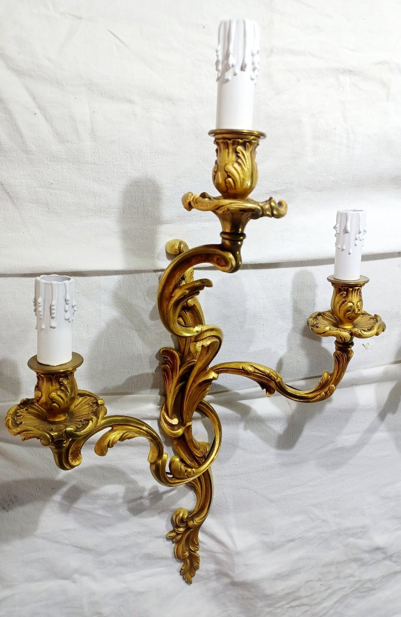 Paire d’applique 3 lumières style Louis XV-photo-1