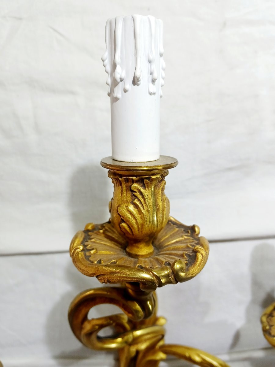 Paire d’applique 3 lumières style Louis XV-photo-3