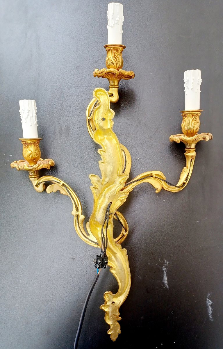 Paire d’applique 3 lumières style Louis XV-photo-6