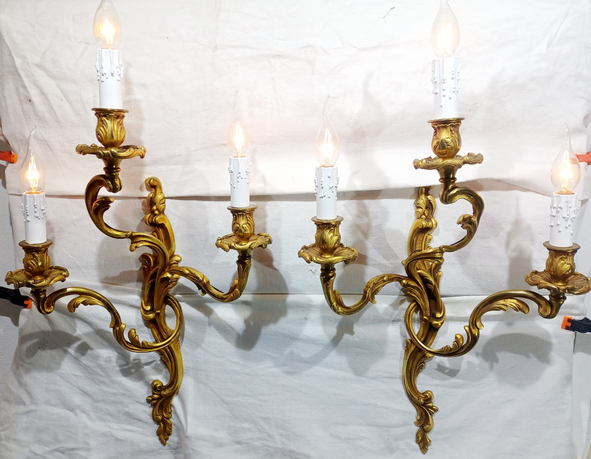 Paire d’applique 3 lumières style Louis XV