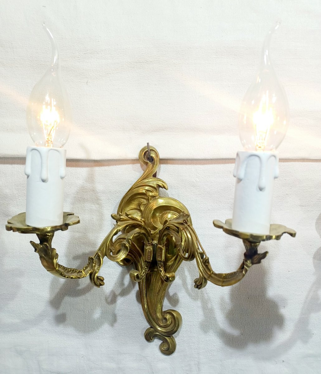 Paire d’applique en bronze 2 lumières st Louis XV -photo-3