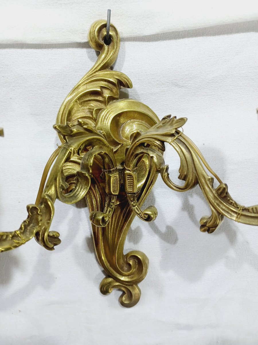 Paire d’applique en bronze 2 lumières st Louis XV -photo-5