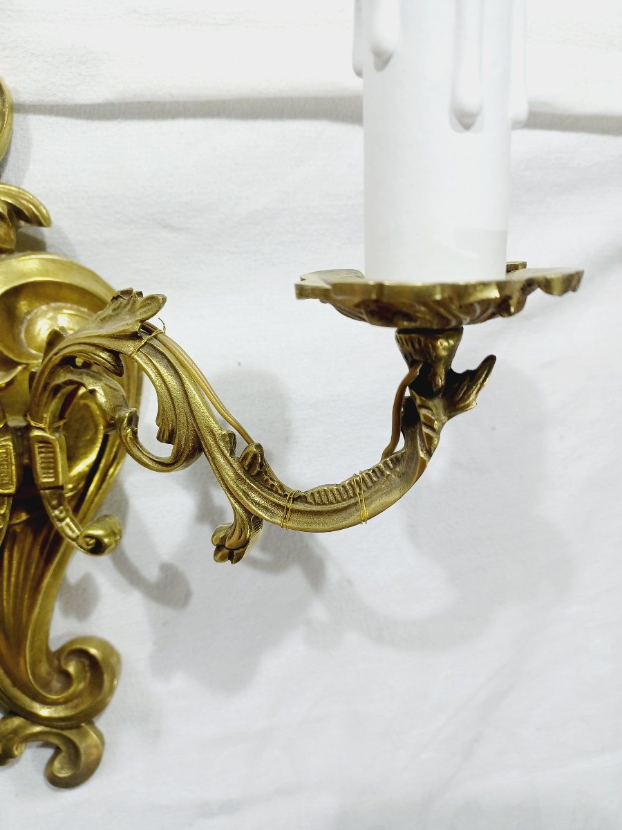 Paire d’applique en bronze 2 lumières st Louis XV -photo-6