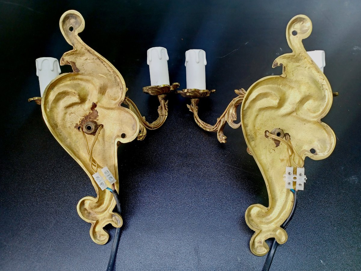 Paire d’applique en bronze 2 lumières st Louis XV -photo-8