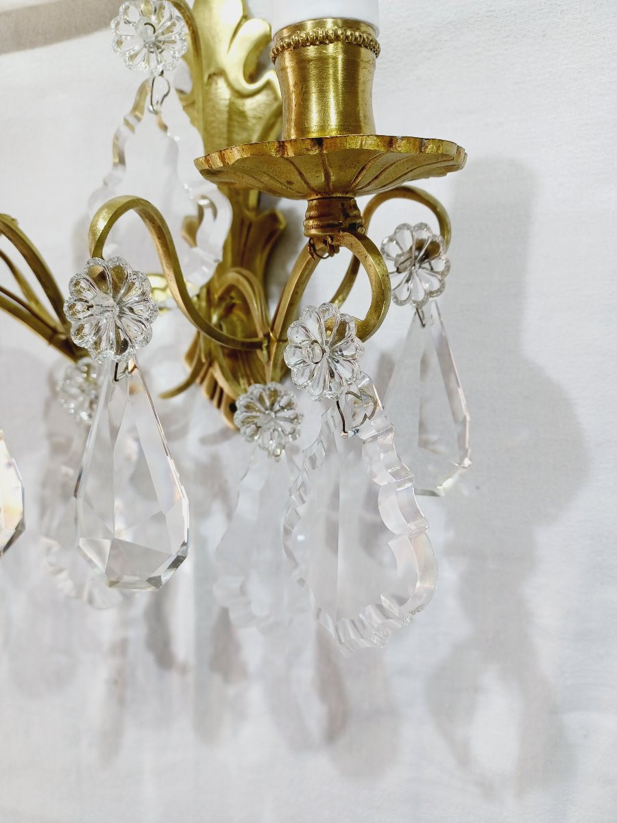 2-light Bronze And Crystal Wall Light -photo-3