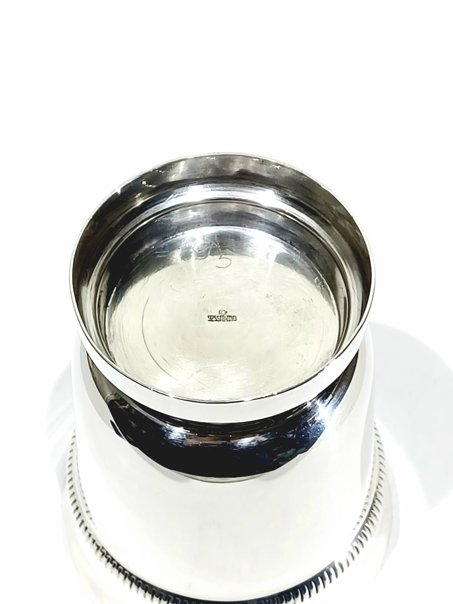 Silver Cup With American Work Gadroon Motif-photo-3