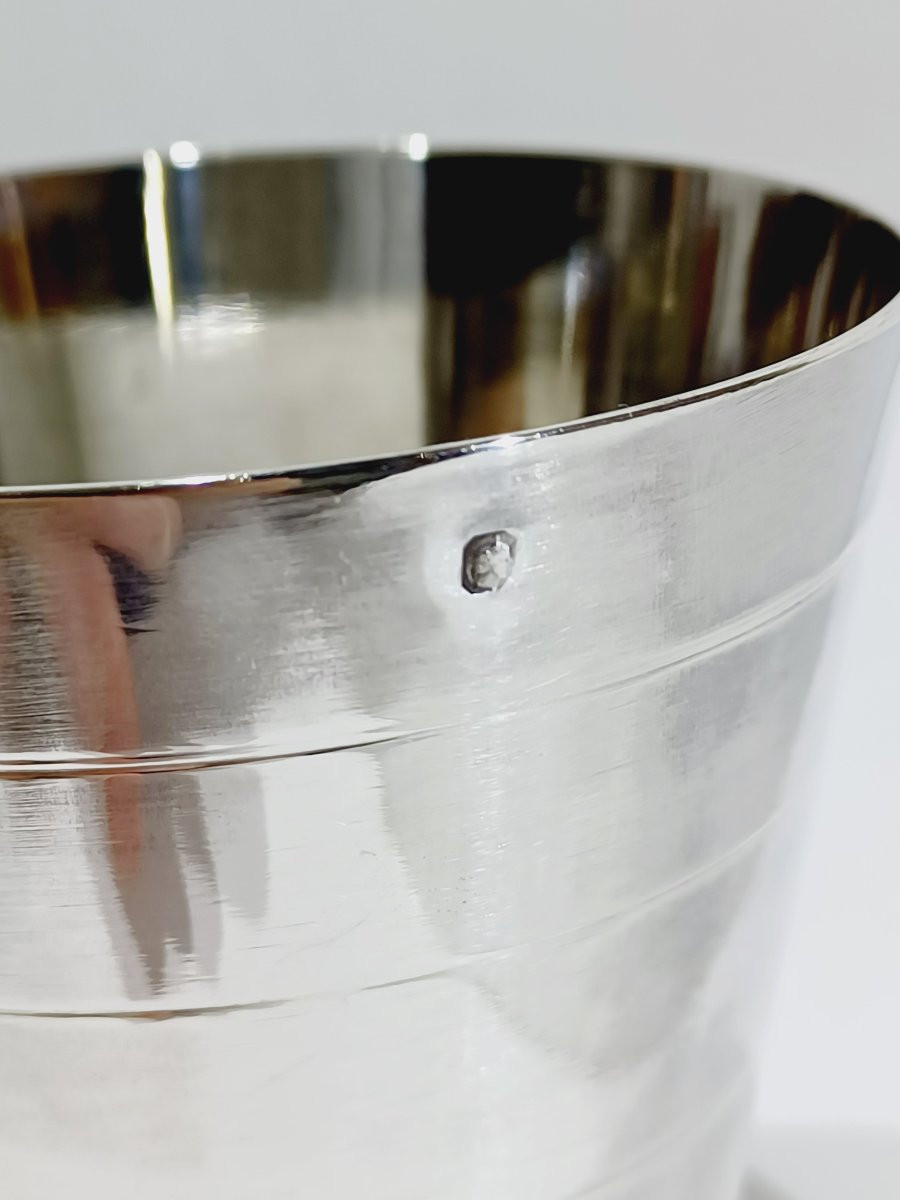 Art Deco Silver Cup With Grooves-photo-3