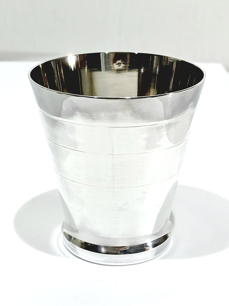 Art Deco Silver Cup With Grooves-photo-2