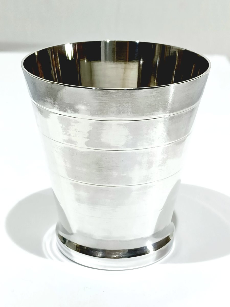 Art Deco Silver Cup With Grooves-photo-3