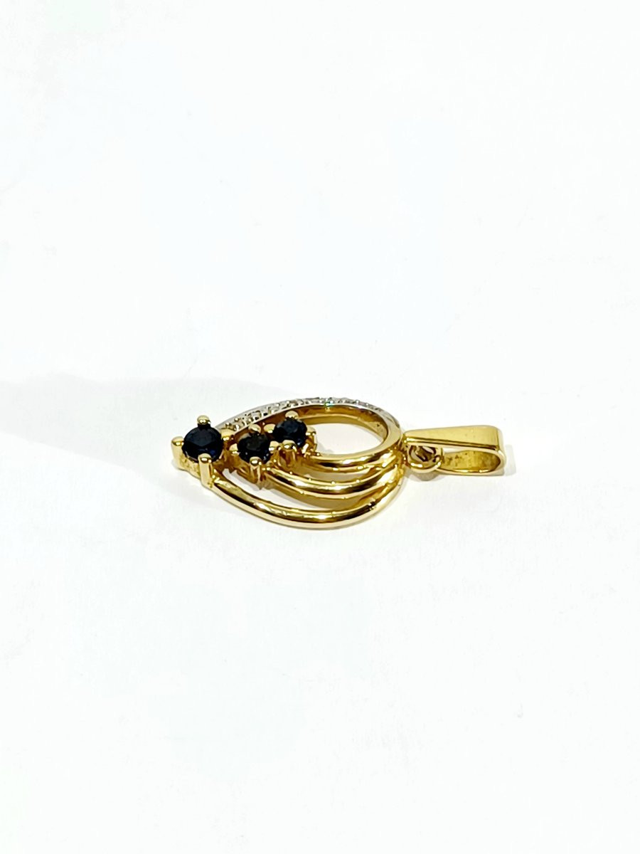 Pendentif or diamants saphirs-photo-1