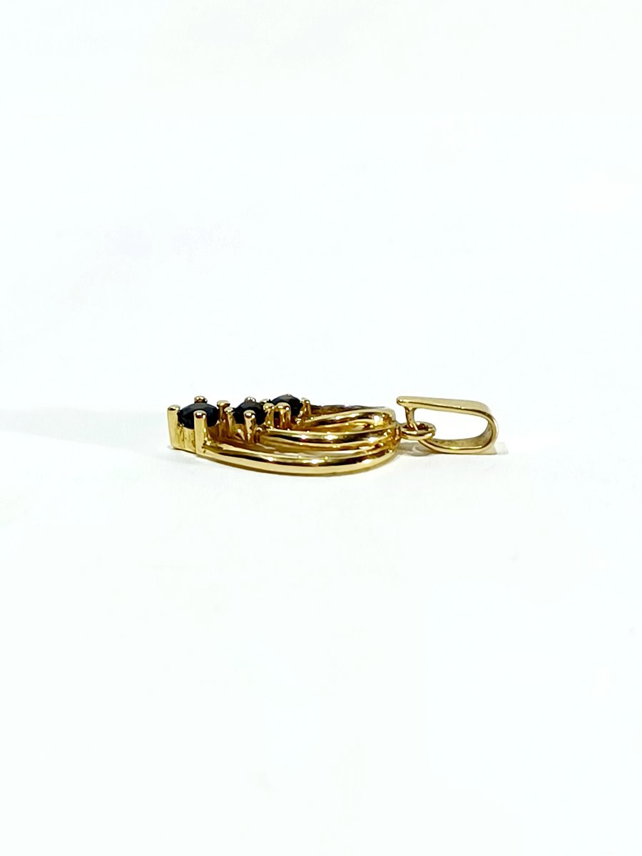 Pendentif or diamants saphirs-photo-2