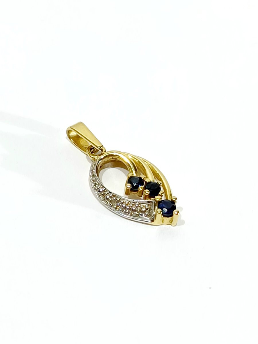 Pendentif or diamants saphirs-photo-5