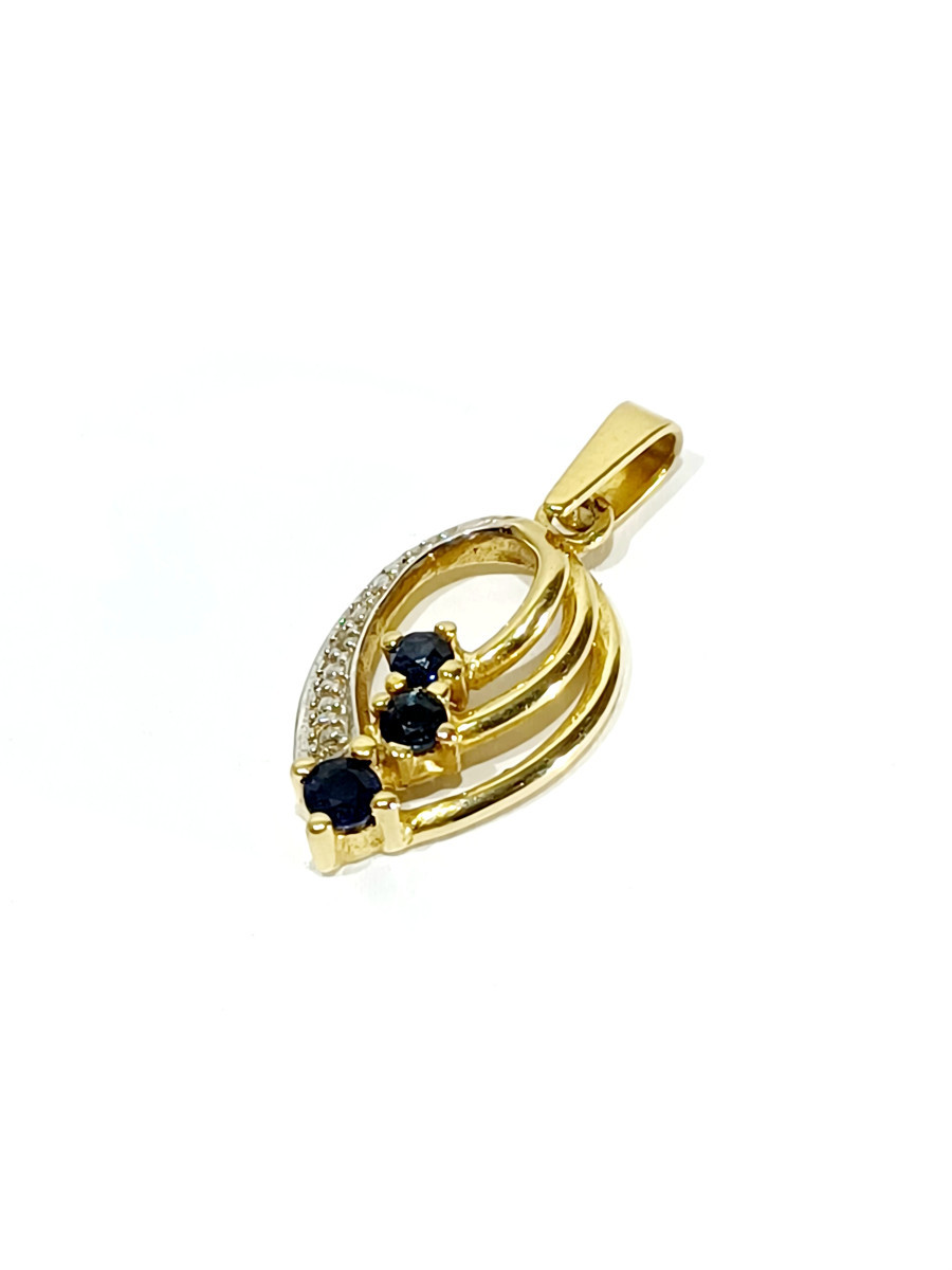 Pendentif or diamants saphirs