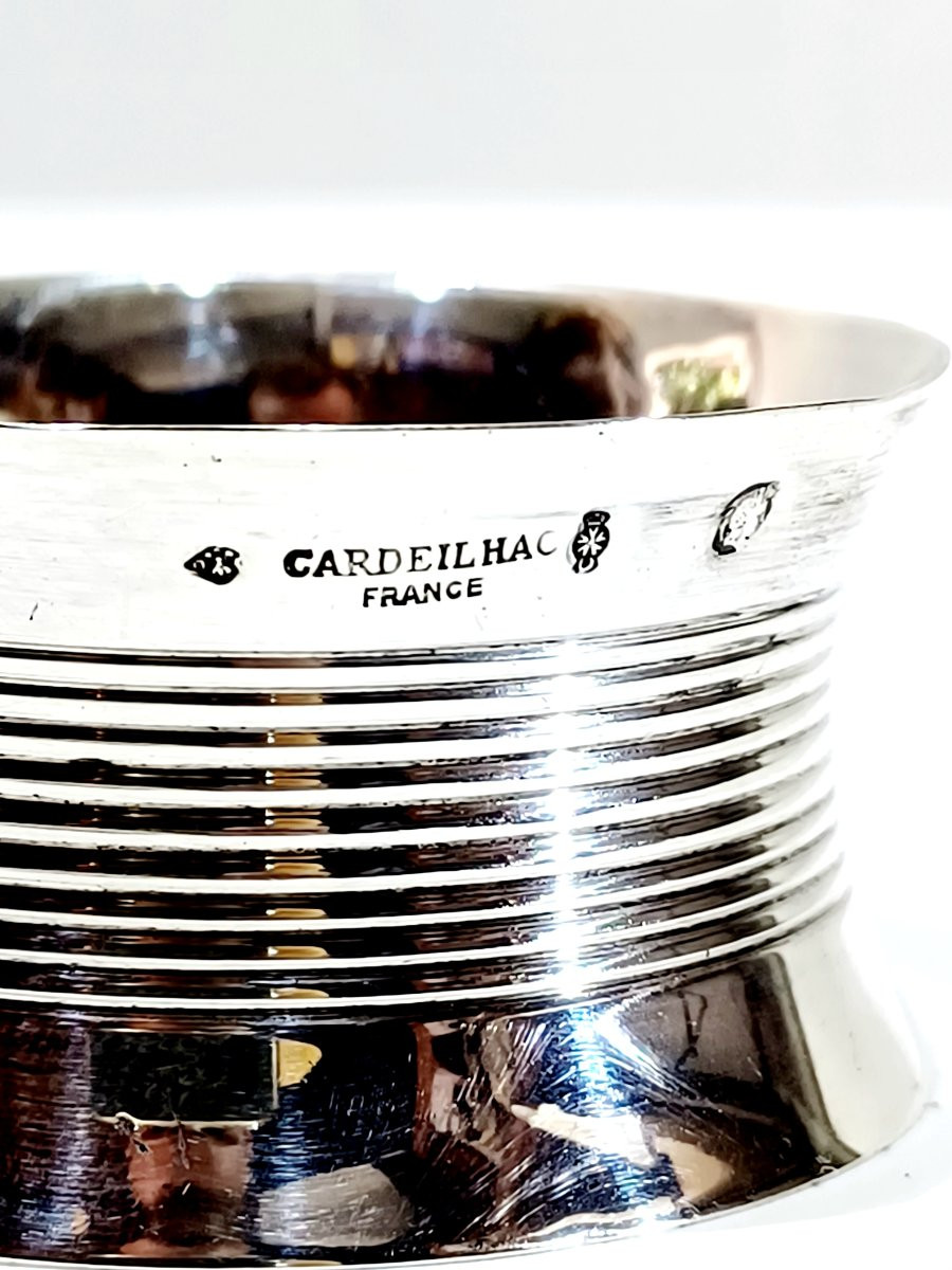 Cardeilhac - Rond de serviette en argent à stries-photo-2