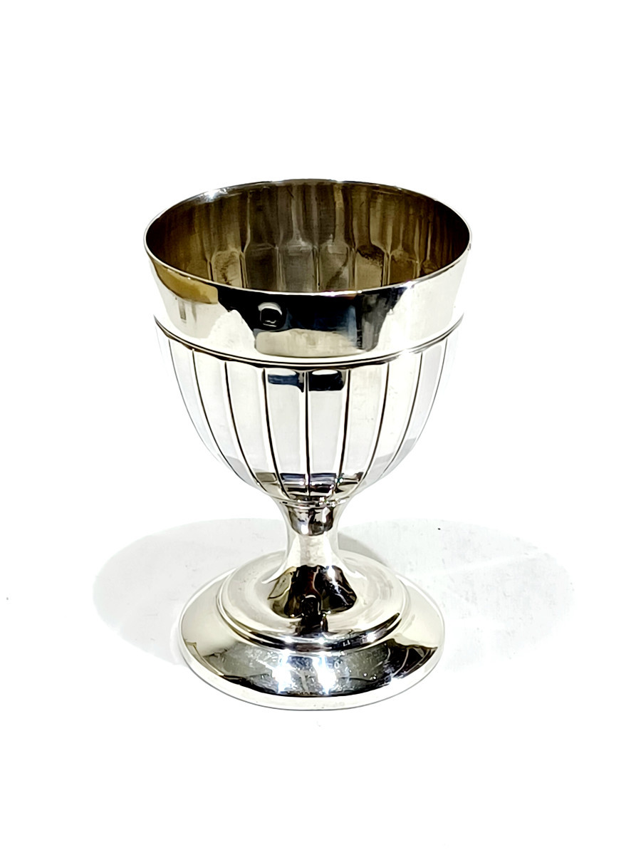 Art Deco Egg Cup On A Ribbed Pedestal