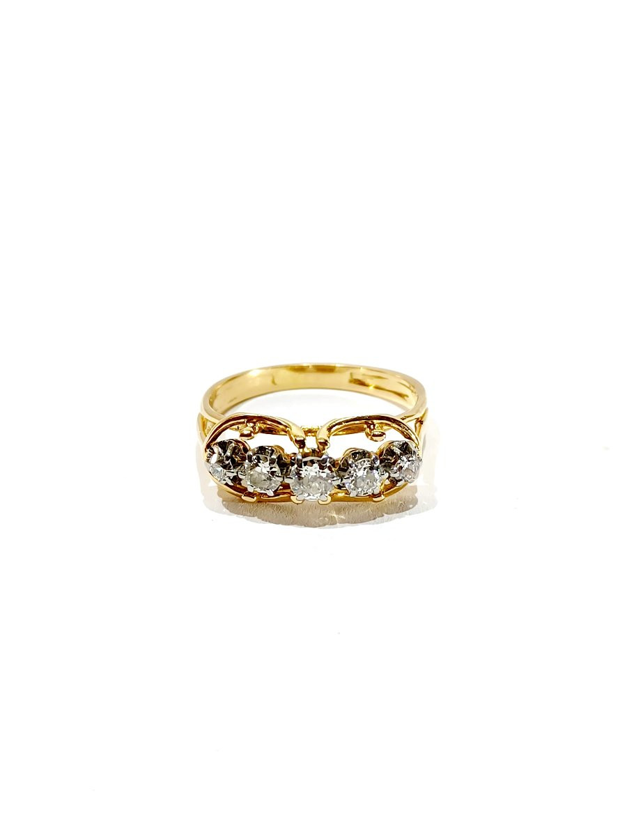 Bague en or et diamants Art Nouveau-photo-2