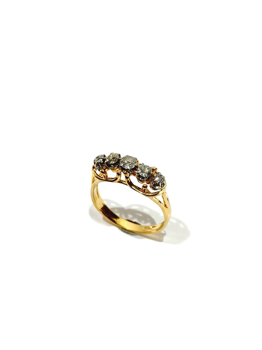 Bague en or et diamants Art Nouveau-photo-3