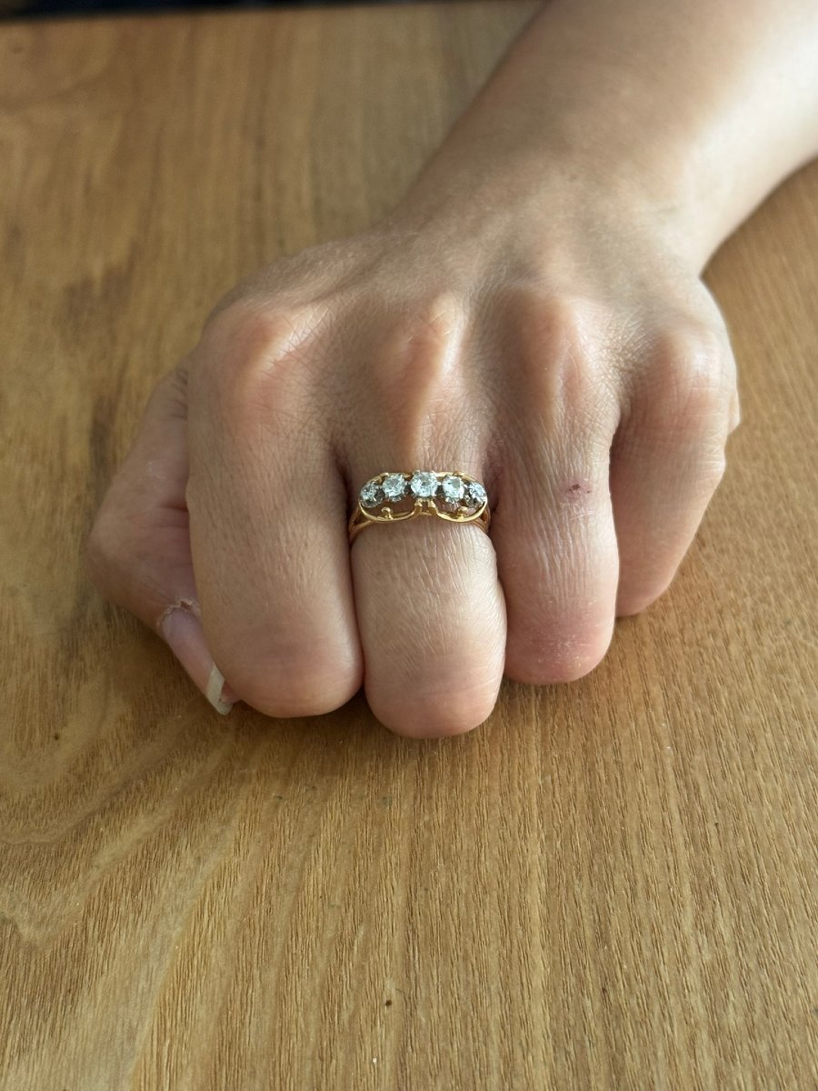Bague en or et diamants Art Nouveau-photo-4