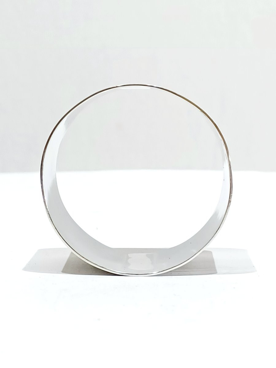 Rond de serviette argent art déco à formes géométriques-photo-3