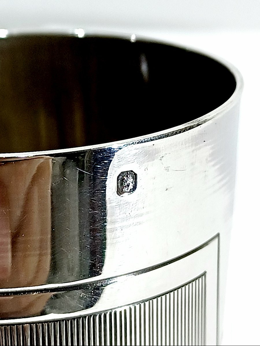 Art Deco Silver Cup With Geometric Shapes-photo-2