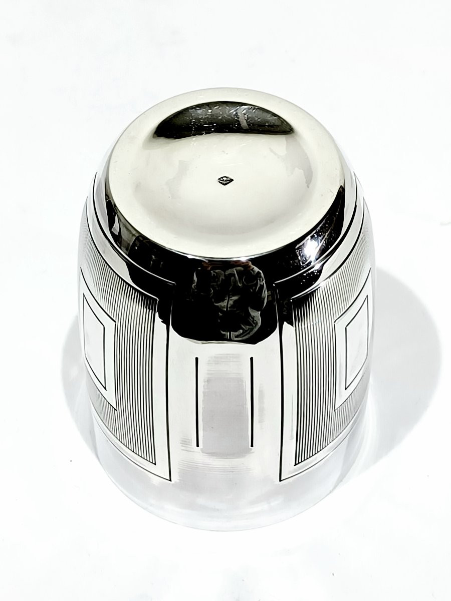 Art Deco Silver Cup With Geometric Shapes-photo-4