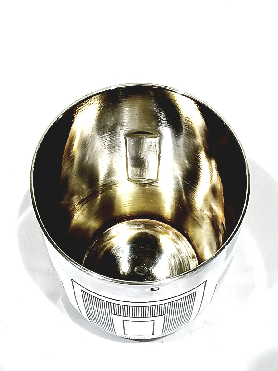 Art Deco Silver Cup With Geometric Shapes-photo-4